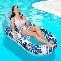 Schwimmsessel für Pool Erwachsene, 2 In 1 Aufblasbarer Sessel für Pool mit Rückenlehne, Wasser Luftmatratze Pool für Erwachsene, Poolsessel Wasserliege für Tanning Pool Sommerparty