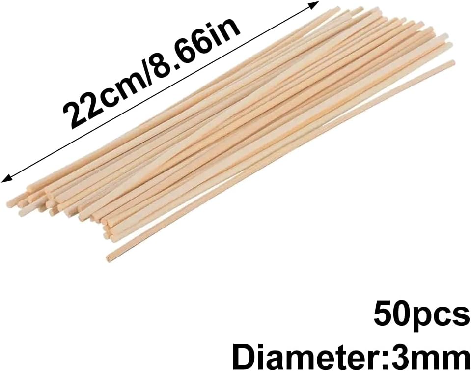 50PCS Aroma Diffuser Natural Reed Sticks, Essential Oil Diffuser Sticks, Rattan Wood Sticks Replacement - 22cmx3mm