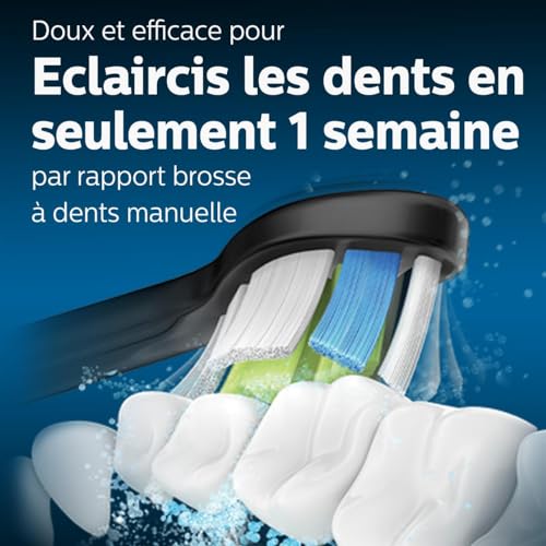 Philips Sonicare - Têtes de brosses à dents électriques soniques W2 Optimal White pour des dents plus blanches, en Noir, Lot de 4, Noir (Modèle HX6064/11)