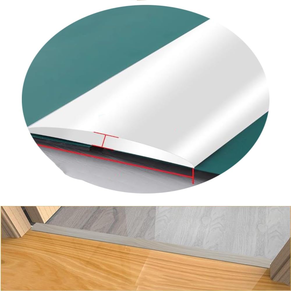 Luysmengeu White Pvc Floor Transition Strip Self Adhesive, Flexible Threshold Strip 2In Waterproof Edging Trim Flat Divider Strips For Joining Floor Gaps