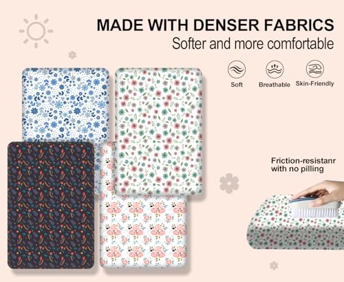 Image of 4 Pack Small Floral Pattern Baby Crib Sheets for Boys and Girls, Soft Breathable Microfiber Crib Sheet, 28 X 52 in Fitted Crib Sheets for Toddler Bed Mattress & Standard Baby Crib