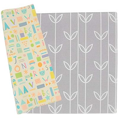 Baby Care Play Mat (Large, Sea Petals - Grey) 82'' x 55'' Original One-Piece Reversible Rollable Waterproof Play Mat for Infants, Babies, Toddler, and Kids