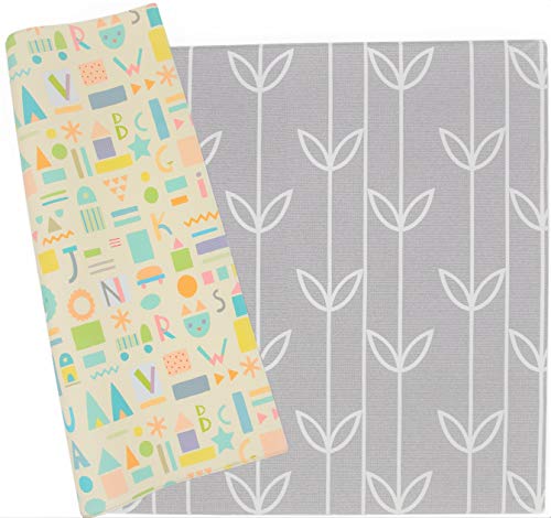 Image of Baby Care Play Mat (Medium, Sea Petals - Grey) 73’’ x 49’’ Original One-Piece Reversible Rollable Waterproof Play Mat for Infants, Babies, Toddler, and Kids