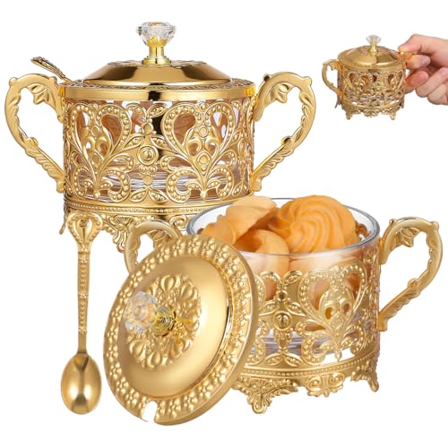 Boîte à sel dorée avec cuillère pour organiser vos épices