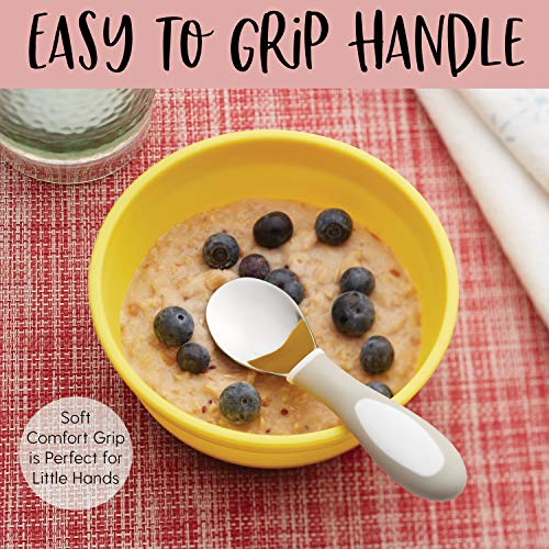 Ecr4Kids My First Meal Pal Toddler Spoons-Free And Dishwasher Safe Utensils For Babies And Kids, Children's Flatware For Self-Feeding, White/Light Grey (3-Pack) #TOP2
