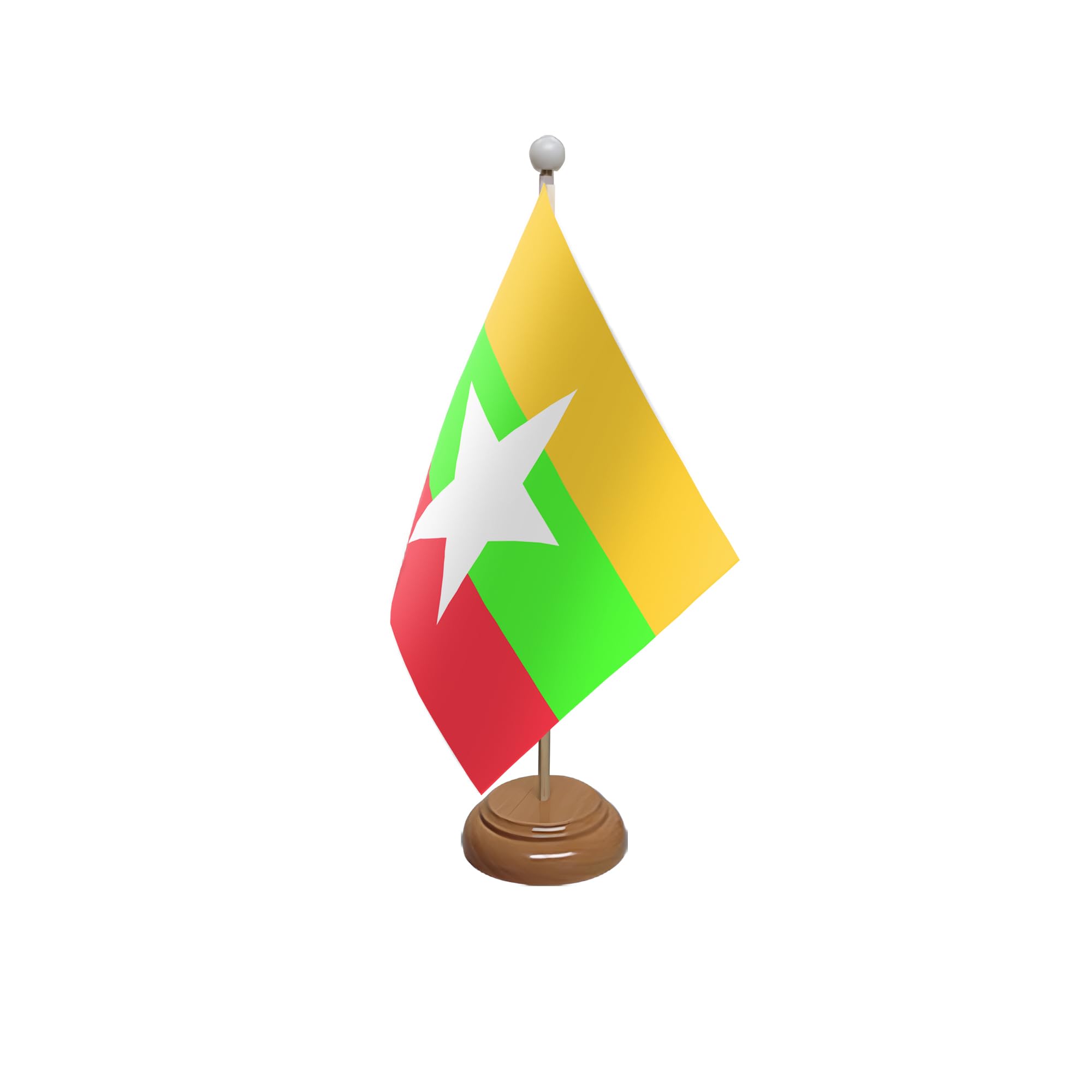 Flagtex Myanmar New (Burma) Wooden Table Flag With Wooden Base
