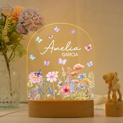 Personalized Baby Gifts, Personalized Nursery Night Light, Wildflowers Night Light