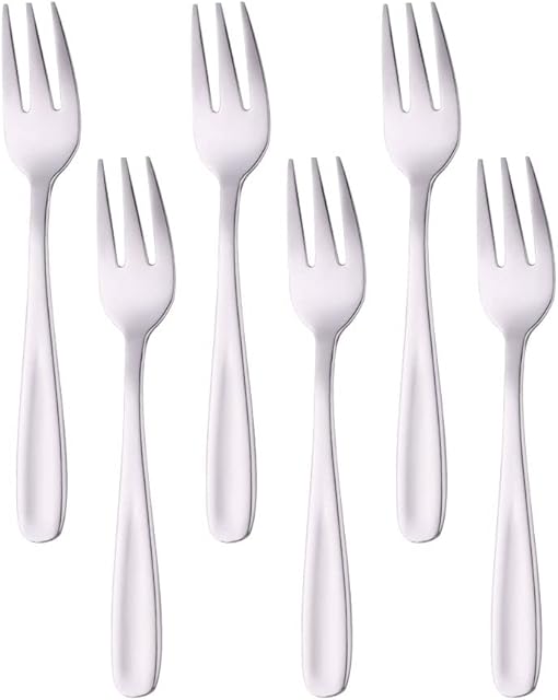 BISDARUN Dessert Forks Set of 6 Cake Forks 18/10 Stainless Steel Tea Forks Silver Pastry Forks 14 CM(5.5 Inch) Small Forks for Appetizer Fruit