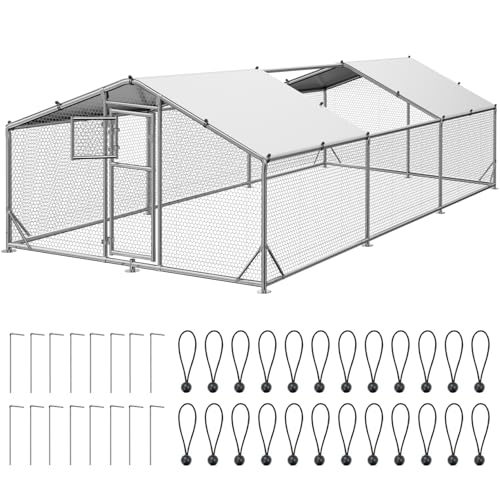 Large Metal Chicken Coop with Split Door and Cover