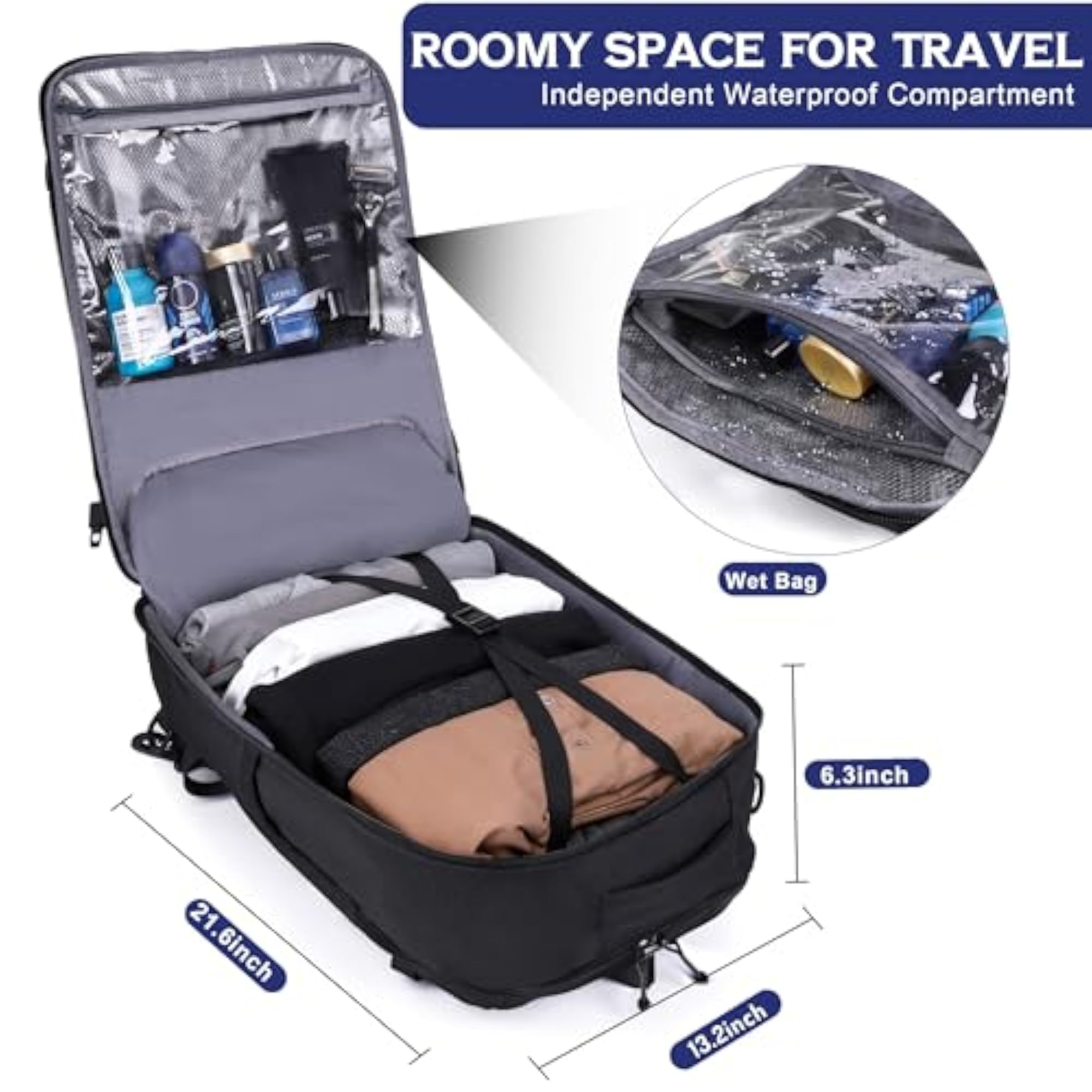 Men's Travel Backpack 40L, TSA Approved Carry On