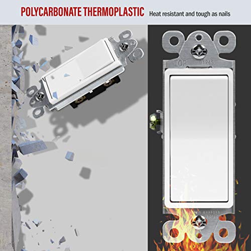 Enerlites Momentary Contact Decorator Switch For Garbage Disposals, Garage Door Switch, Spring Release Paddle, 120-277Vac 15A, Single-Pole, Ul Listed, 91245-W, White #TOP3