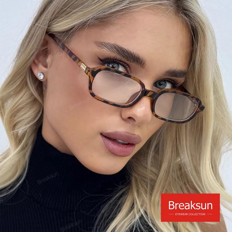 Image of Breaksun Retro Rectangle Glasses for Women Men Small Square Blue Light Blocking Glasses Vintage Eyeglasses