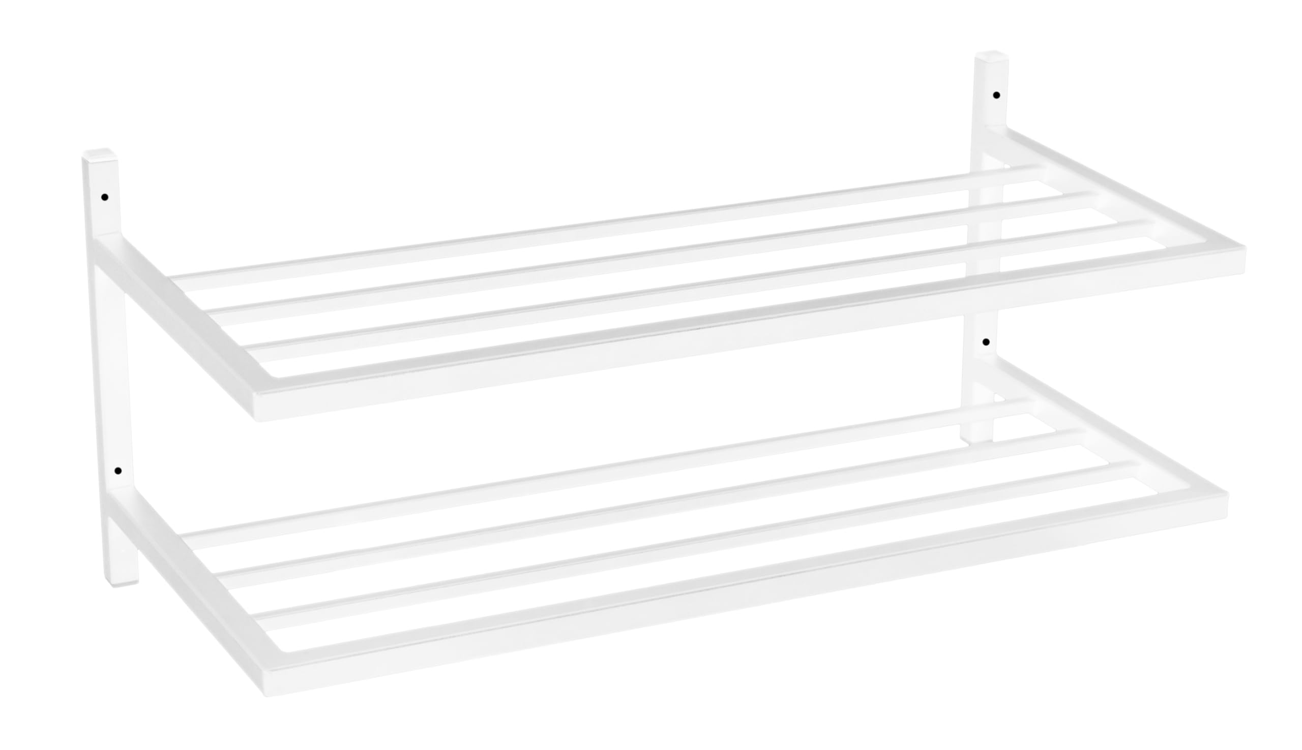 Schuhregal Metall - Schuhregal Hängend - 70 x 33 x 31 cm - mit 2 Ablagen, Wandmontage - Schuh Organizer für Flur, Garderobe - Schuhablage Scarpe Weiß