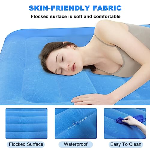 Twin Air Mattress With Built In Pump, Jhunswen 75 X 43 X 18" Double-High Durable Twin Inflatable Air Bed With Flocked Top, Quick Inflation/Deflation Blow Up Air Mattress For Camping, Travel & Guests #TOP2