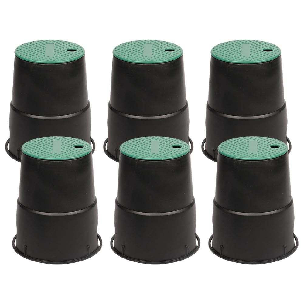 Confezione da 6 scatole con valvole in PP antiscivolo rinforzate per irrigazione da giardino e prato, protezione per sistema di irrigazione verde e nero