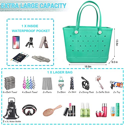 Image of Beach Bag X Large Rubber Tote Bag, Waterproof Washable Open for Women Croc Bag Hand Bag for Beach Pool Yoga