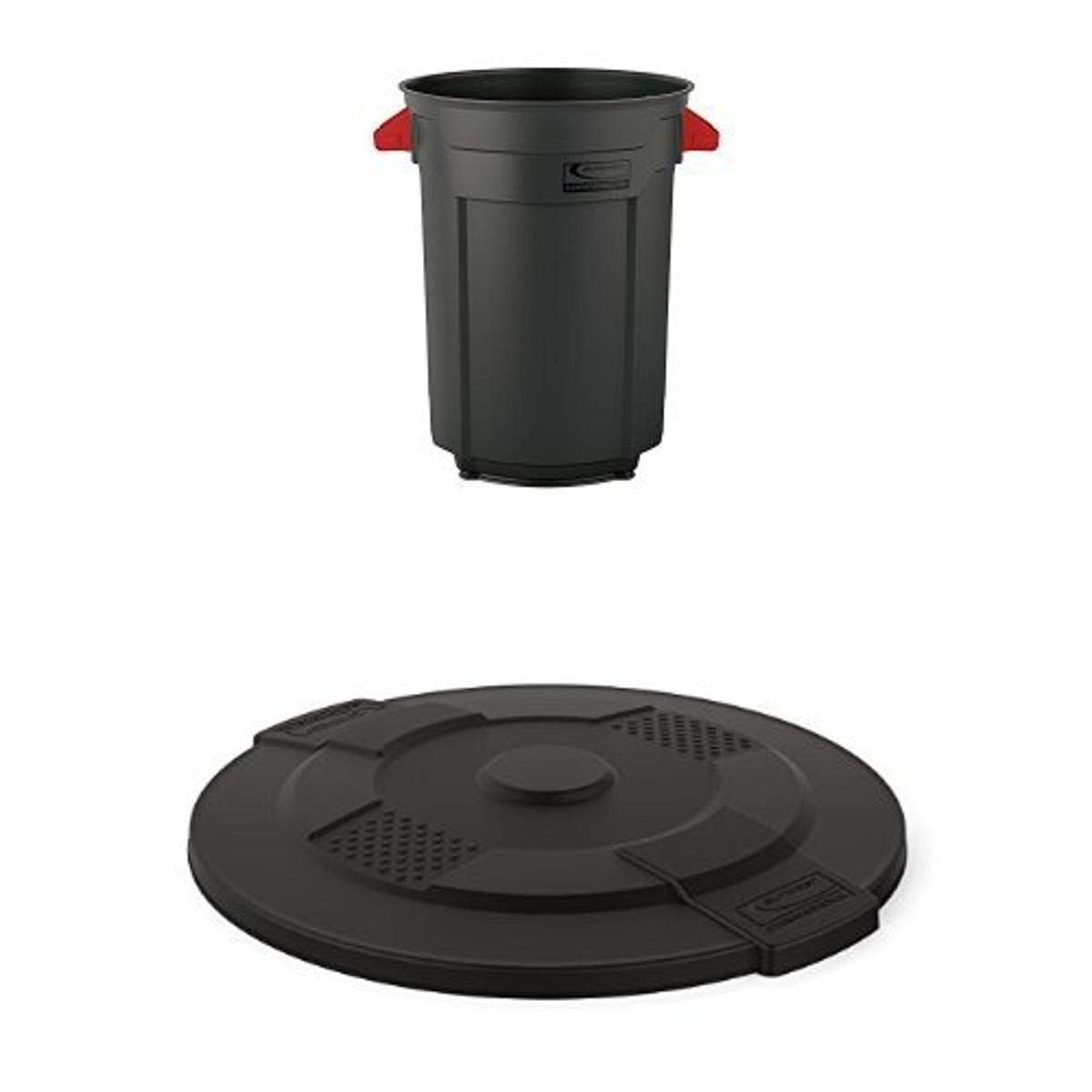 Suncast Commercial Utility Trash Can and Lid, 55 gallon