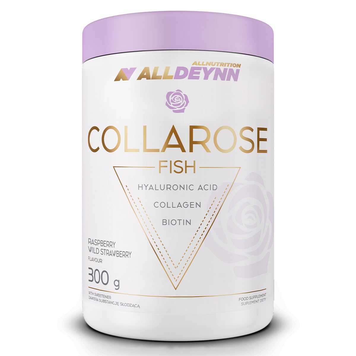 ALLDEYNN Collarose Fischkollagen-Pulver - Fischkollagen-Hydrolysat mit Hyaluronsäure, Biotin - Anti-Aging Hautbehandlung - Haarergänzungsmittel - 300g - Orange