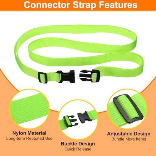 Image of HARFINGTON 2pcs Luggage Straps 1 inch x 118 inch Utility Luggage Connector Strap Nylon Adjustable Suitcase Belt with Buckle for Travel Outdoor Bag Luggage Packing Accessories, Fluorescent Green