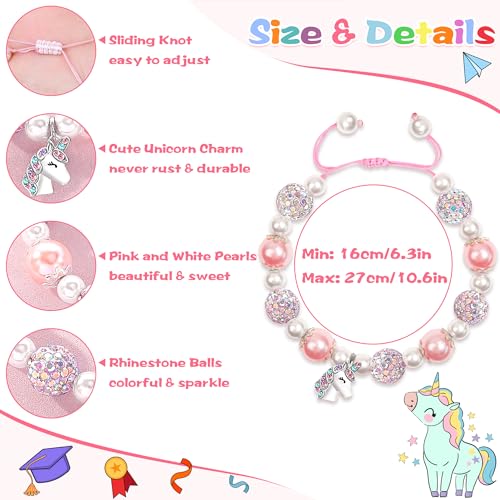 Parma77 2025 Kindergarten/Preschool/5th Grade Graduation Gifts, Adjustable Unicorn Bracelet with Pearl & Rhinestone Ball, Graduation Gifts for Kindergarten Students Daughter Granddaughter Niece4