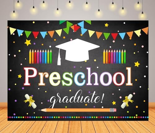 Pre-K Graduate Backdrop Banner - 70.8x43.3 Inch Blackboard Style Graduation Decor