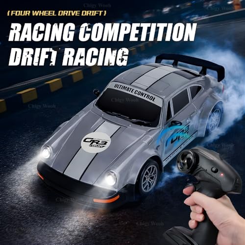 Image of Remote Control Drift Car for Kids | 1:24 Scale 4WD High Speed Remote Control City Drift Racing Car with LED Lights, Drifting Tire Toy Cars for Adults, Boys (Color As Per Stock)