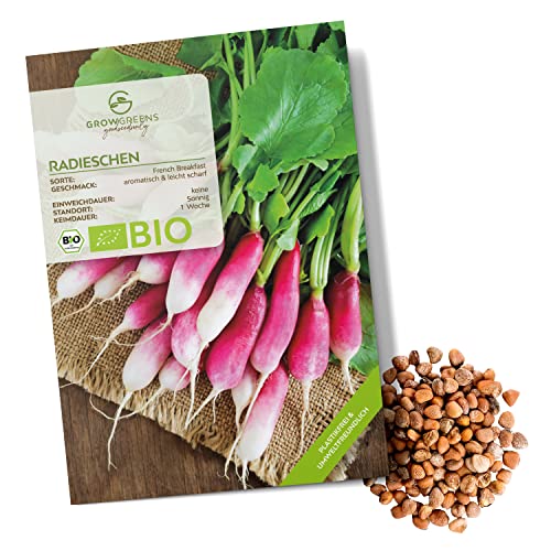 BIO Radieschen Samen (French Breakfast, 75 Korn) - Radieschen Saatgut aus biologischem Anbau ideal für die Anzucht im Garten, Balkon oder Terrasse