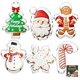 STARSIDE 6 pcs Cookie Cutters Christmas Shapes, Christmas Cookie Cutters 4 inches, Metal Winter Holiday Cookie Cutter Set-Snowman, Gingerbread Man