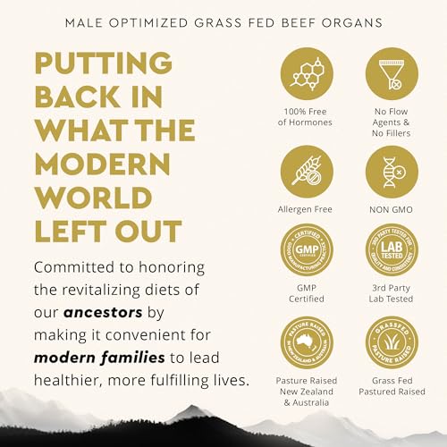 Image of Ancestral Supplements Mofo, Supplements for Men, Support for Energy Levels and Overall Men's Health and Wellness, Non-GMO Grass Fed Beef Organ Supplement with Liver, No Fillers, 180 Capsules