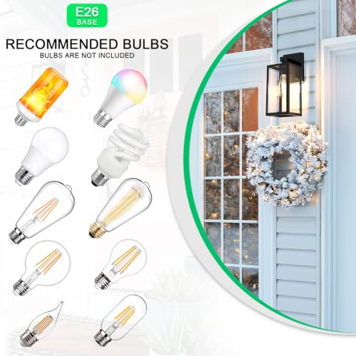 Image of MAXvolador Outdoor Wall Light Fixture, Exterior Waterproof Wall Lantern | Porch Wall Sconce Large Black, Anti-Rust, E26 Socket, Clear Glass, Outside Wall Mount Light, Front Door Lighting for Garage