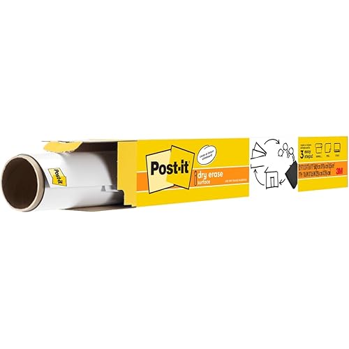 Post-it Dry Erase Whiteboard Film Surface for Walls, Doors, Tables, Chalkboards, Whiteboards, and More, Removable, Stain-Proof, Easy Installation, 3 ft x 2 ft Roll (DEF3x2)
