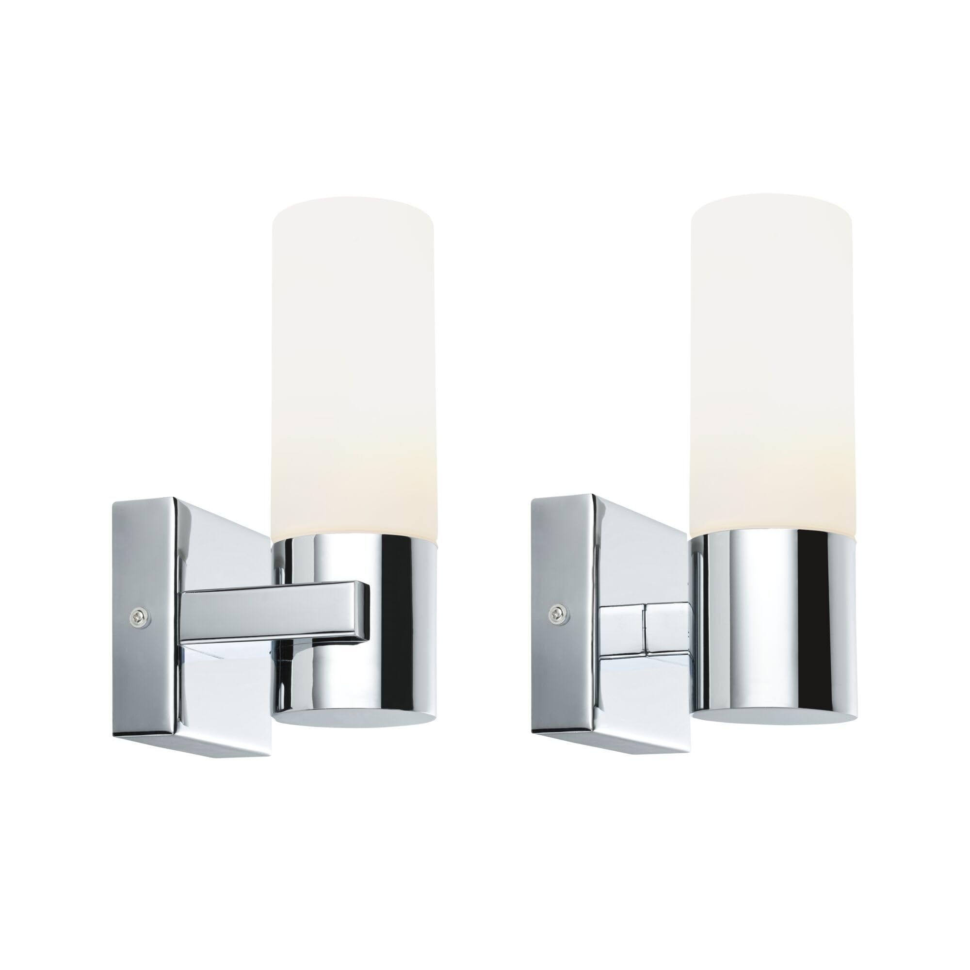 Paulmann 70354 Wandleuchten Gemini Wandstrahler IP44 ohne Leuchtmittel E14-Sockel max. 2x20W Flurlicht 2er Pack Chrom Satin Metall Glas