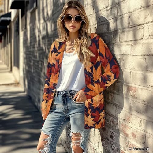 Image of Women's Lightweight Cardigans with Pockets Trendy Long Sleeve Open Front Cardigan Casual Tops Jackets Fall Oufits S-2XL