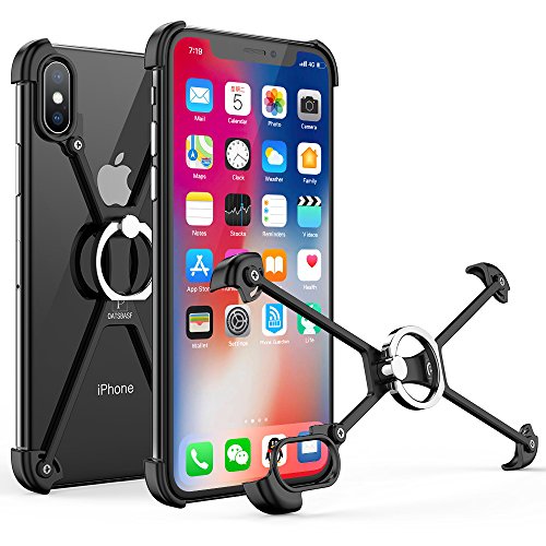 OATSBASF Bumper Case for iPhone Xs Max, Aluminum Metal X-Frame Bumpers with Ring & Screw