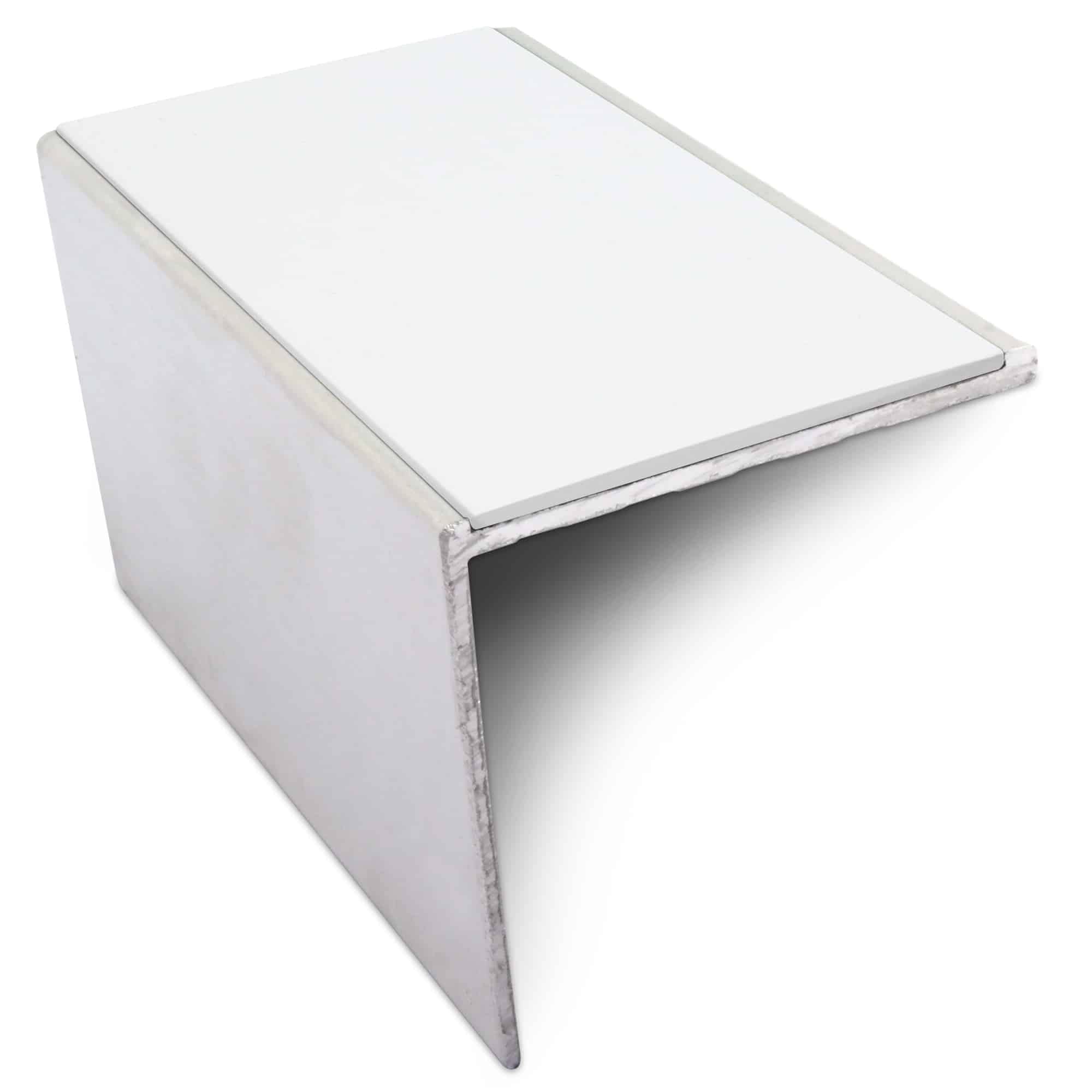 Cayrus White Nsl19 56 X 55Mm Dda Compliant Aluminium Non Slip Stair Nosing Edge Trim With Pvc Insert - 2.0M