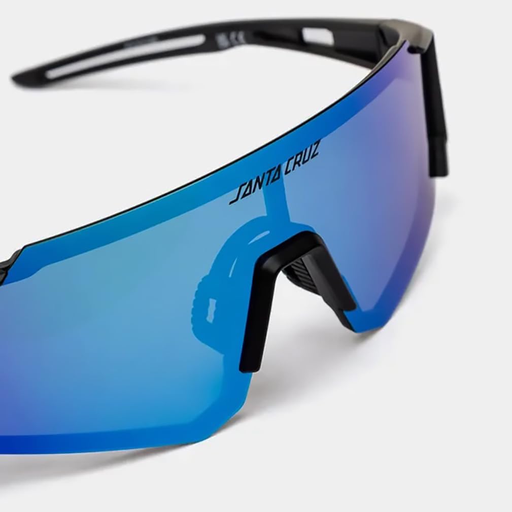 SANTA CRUZ Occhiali da sole specchiati blu ciclismo corsa strip reacer con custodia rigida -lenti protezione raggi UV 100%