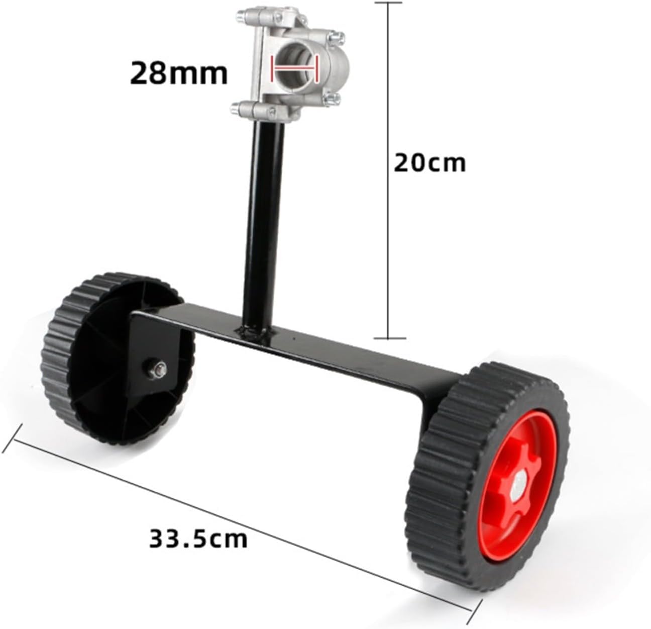 Roues de Support Ajustables pour Débroussailleuse à Fil, Pivot 180° et Contrôle Hauteur, Design Ergonomique Anti-Fatigue Bras, en PP et Métal, Plusieurs Tailles pour Arbres Droit