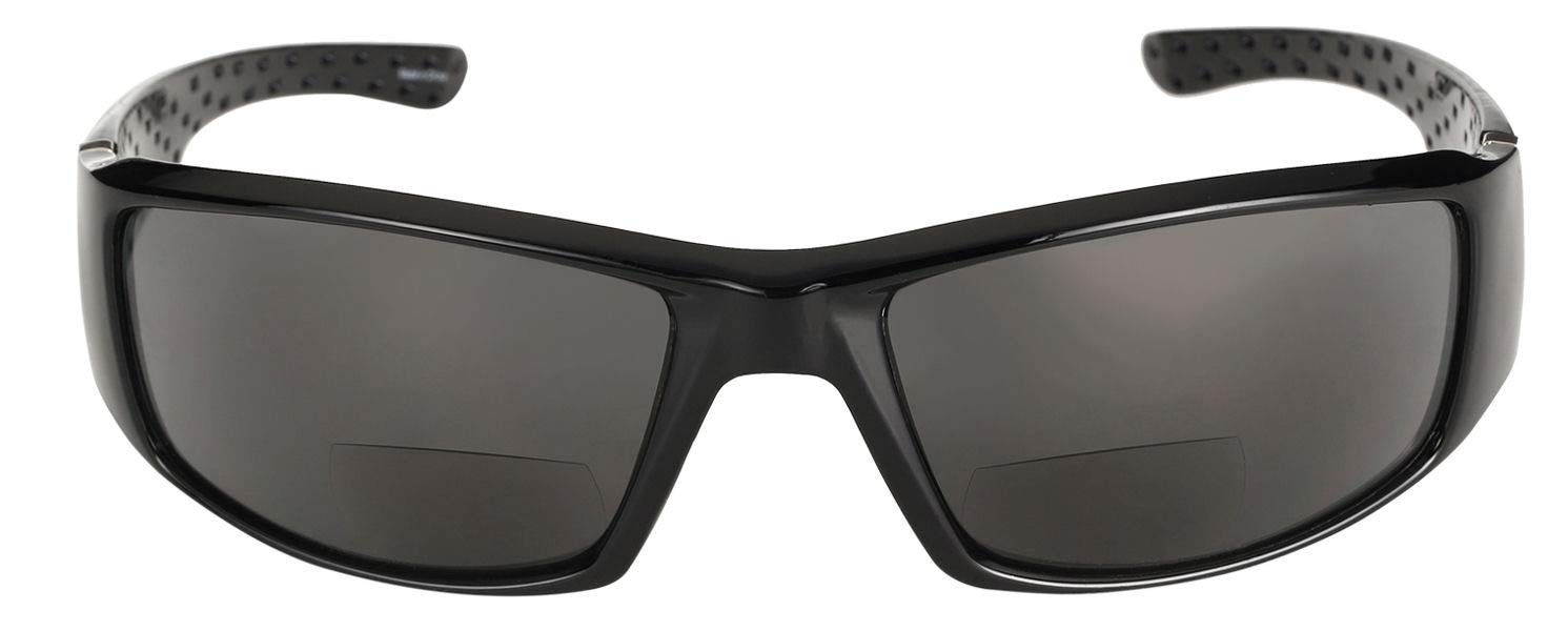 Mass Vision The Contender Polarized Full Frame Sport Wrap Bifocal Sunglasses for Men and Women (Black, 1.5)