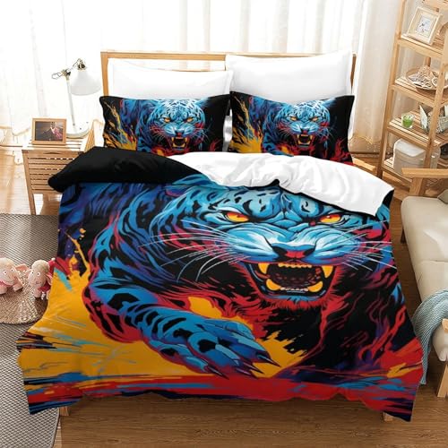Housse de couette léopard impression 3D en microfibre parure 3 pièces avec fermeture éclair - 2