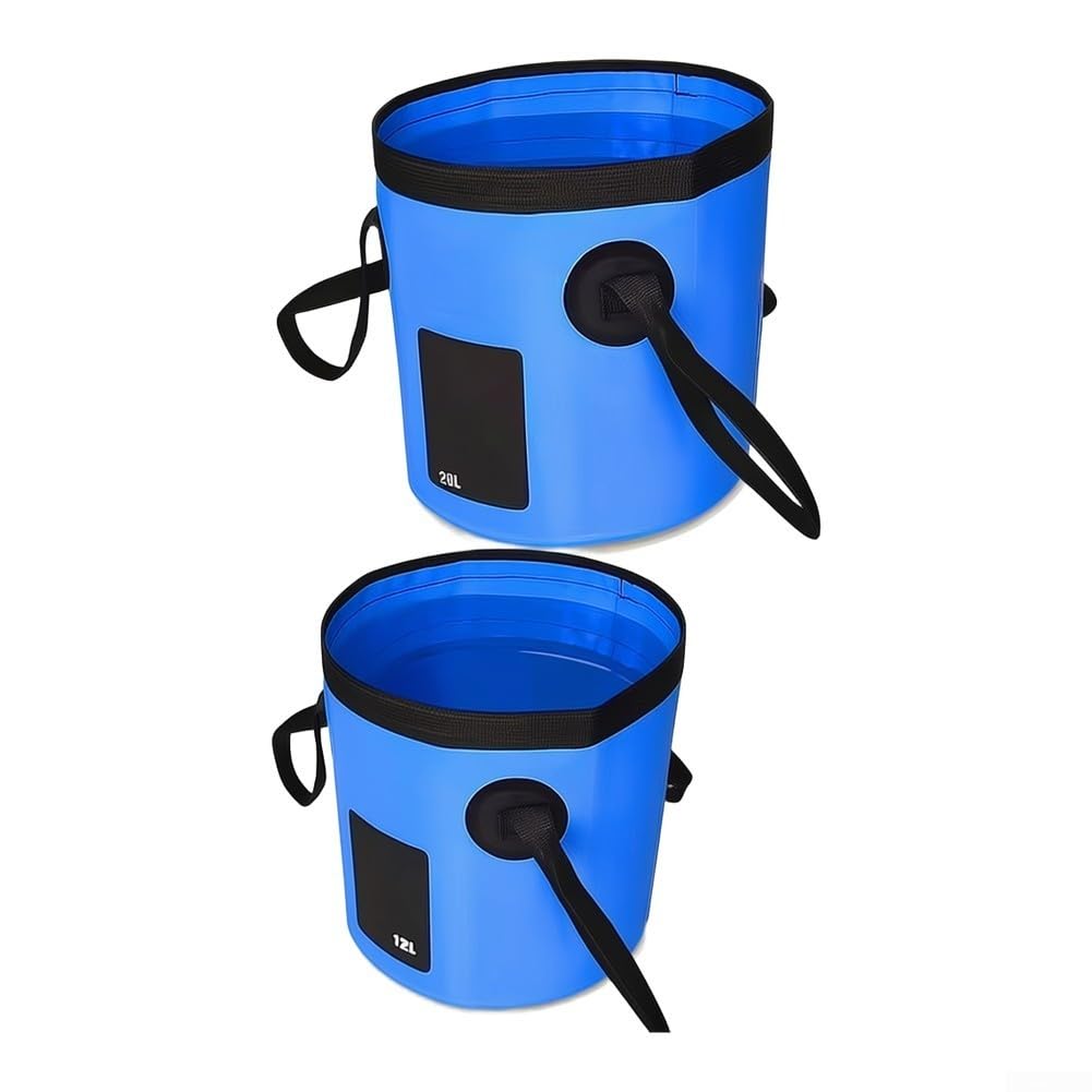 EasyByMall Outdoor Faltschüssel, Faltbarer Eimer Camping, Falteimer Aus Langlebigem Planen Gewebe, Als Waschschüssel, Spülschüssel, Spülwanne, Angel Eimer Für Spülen(Blue 12L)