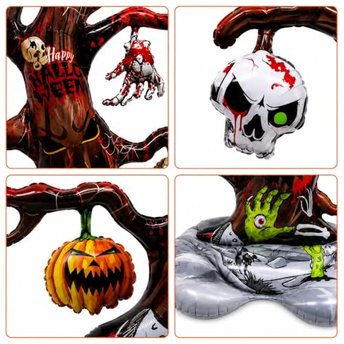 Image of AMFIN Halloween Haunted Tree Pumpkin Skull Foil Balloon Decoration
