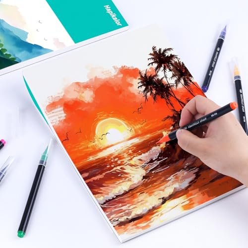 Image of Watercolor Paper Pad, 9 inchx12 inch Water Color Paper, 140lb /300gsm Artist Painting Drawing Paper Book, Art Supplies for Adults Kids, Watercolors, Watercolor Paint Set, Sketchbook, Journal, Green