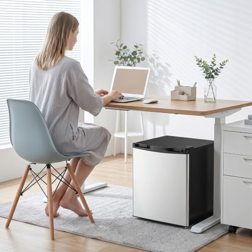 Image of Electactic 1.6 Cu.ft Mini Fridge - Compact Reversible Door Refrigerator with Adjustable Thermostat, Ultra-Quiet Operation, Ideal for Office, Dorm, Bedroom, Apartment (Silver)