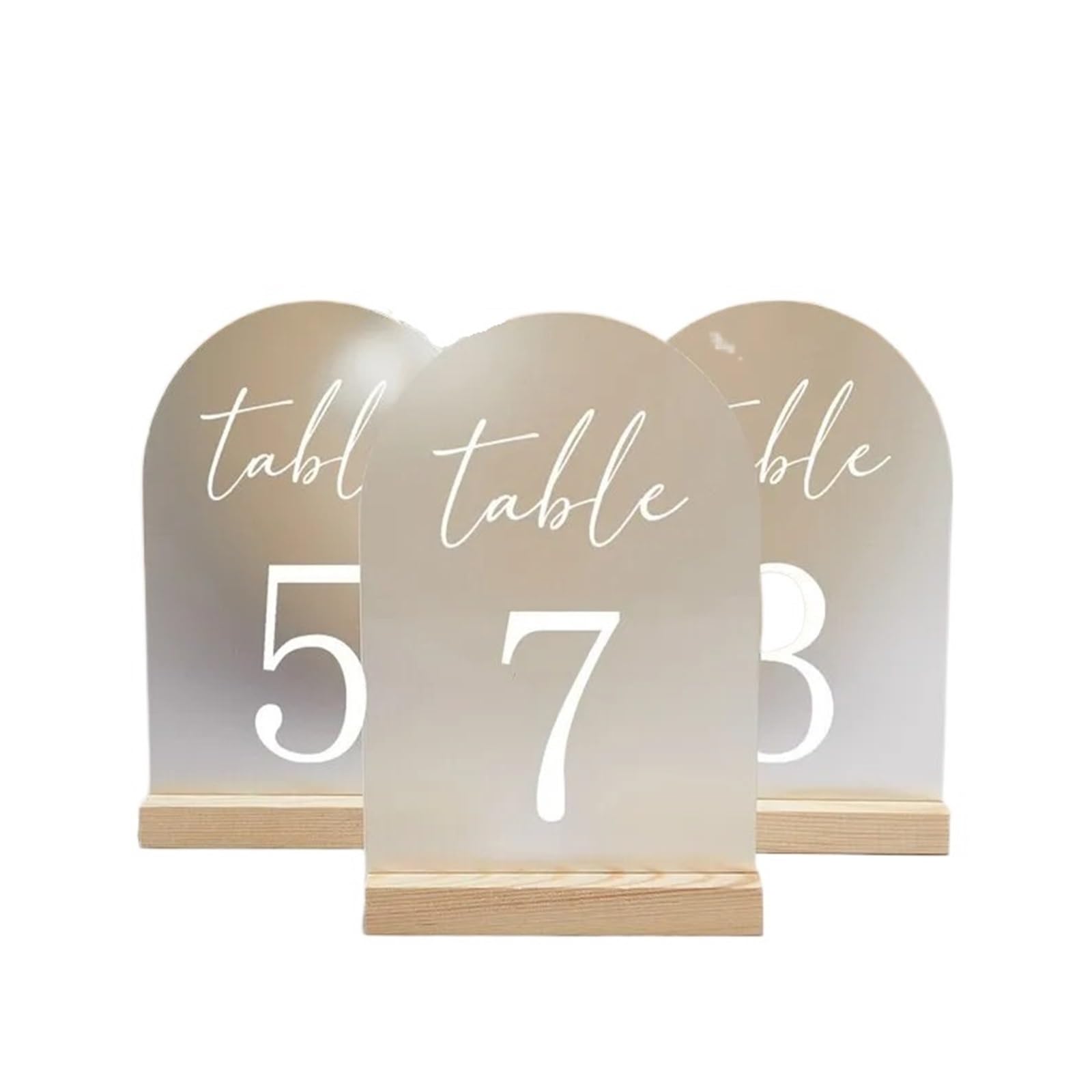 Tischnummer Halter Arch Table Numbers Wedding with Wooden Stand Frosted Arched Acrylic Custom Reception Decor Party Tischkartenhalter(CUSTOM)