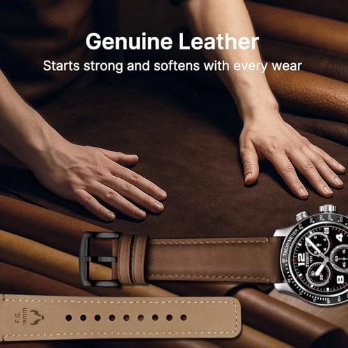 Image of Fullmosa Quick Release Premium Leather Watch Strap | 24 /22 /21 /20 /19 /18mm,Burnished Leather Watch Band Compatible with Samsung Amazfit Fossil Replacement Belt for Men and Women