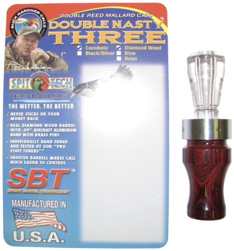Buck Gardner Calls Diamondwood Double Nasty 3 Duck Call, Cocobolo/Clear Insert