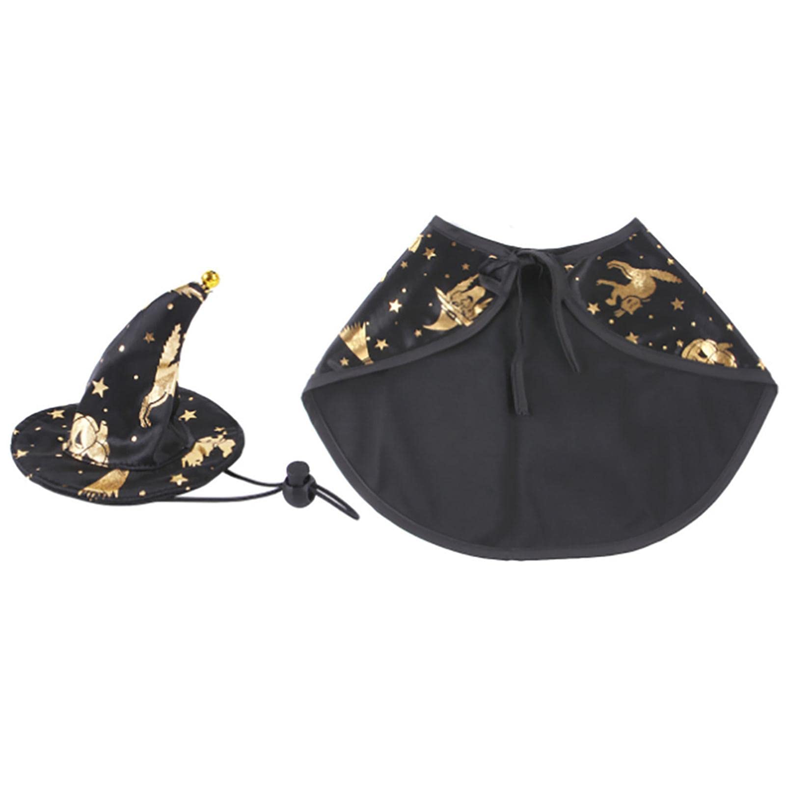 Disfraz de bruja para mascotas | Disfraz de Halloween para mascotas | Disfraz de mago gato sombrero de bruja para mascotas disfraces de mago capa para perros y gatos, color negro Lear-au