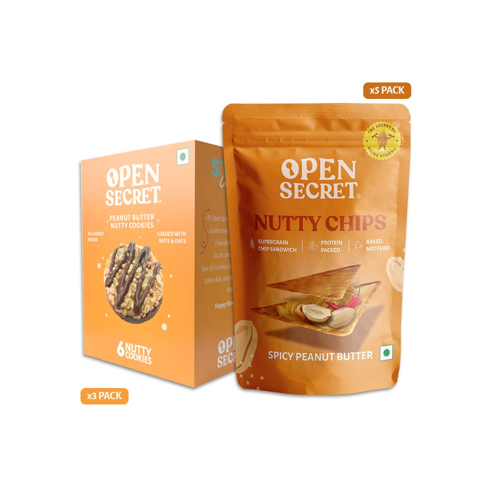 Open Secret Healthy Snack Chips Cookies Combo | 18 Peanut Butter Nutty Cookies | 5 Pack Peanut Butter Nutty Chips | Rich in Protein Breakfast for Kids Woman Man | No Added Maida (B08P3KVB72) Amazon Price History, Amazon Price Tracker