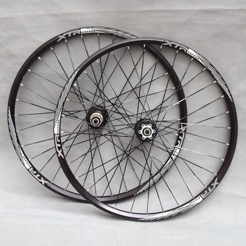 Wheel Set 26 27.5 29 Inch Mountain Bike Wheelset Bicycle Disc Brake Bearing Hubs Mountain Bike Aluminium Rims 32H 8-11 Speed Cassette QR (Color : Black, Size : 26inch)