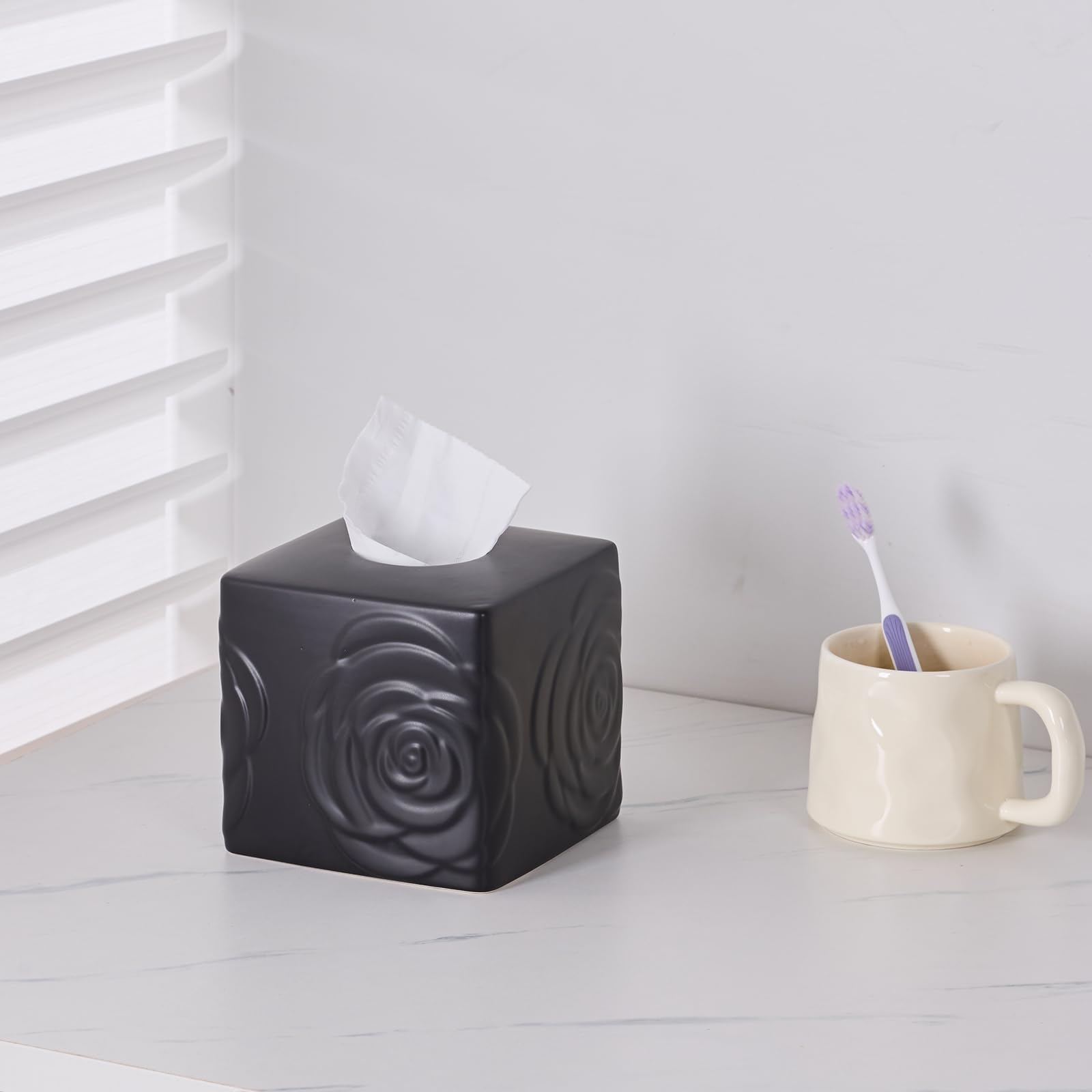 Ukwell Square Crystal Tissue Box Cover Handcrafted Bling Upright Facial Tissue Holder For Bathroom Countertop Vanity Dresser Nightstand And Table Home Décor (Silver - View #3